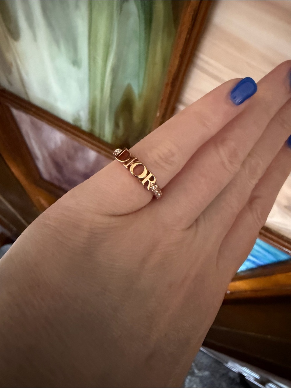 DIOR Gold Logo Ring - Size Small